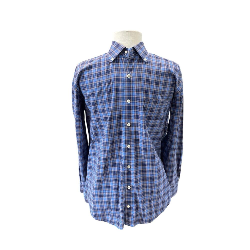Peter Millar Blue Long Sleeve Button Up Collar Dress Shirt Men’s Size Medium-EUC